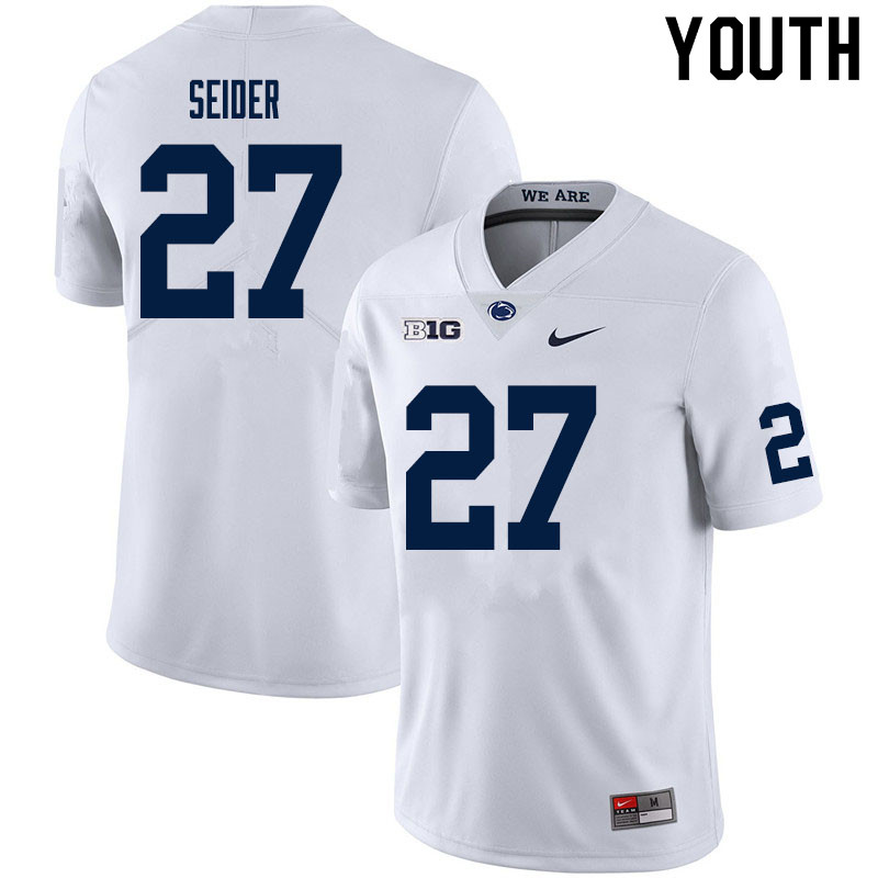 Youth #27 Jaden Seider Penn State Nittany Lions College Football Jerseys Sale-White
